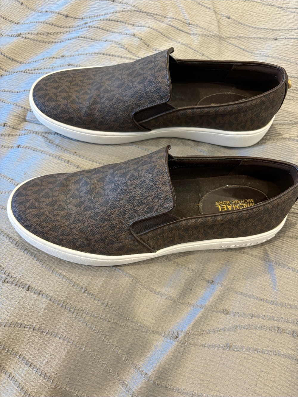 Michael Kors Brown Logo Slip-On Shoe with White Sole